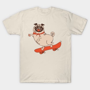 Funny animal character skateboarding pug T-Shirt